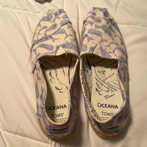 Tom shoes with a whale print on them!